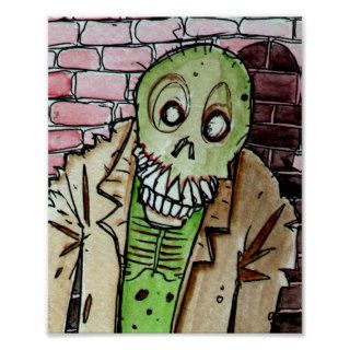 Zombie Against the Wall Poster