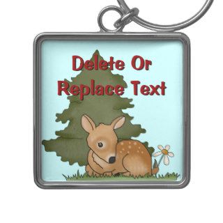 Fawn Deer Art Cartoon Drawing Forest Tree Nature Keychains