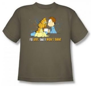Garfield I'Ll Rise Youth Safari Green T Shirt GAR267 YT Clothing