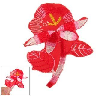 Clothes Decor Embroidered Fabric Flower Iron On Patch Applique Red