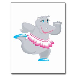 Hippo Hippopotamus Hippos Dance Cute Cartoon Post Cards