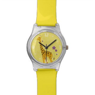 Yellow Roller Skating Funny Giraffe Wrist Watches
