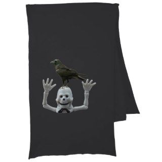 Whimsical Waving Skeleton and Crow Scarf