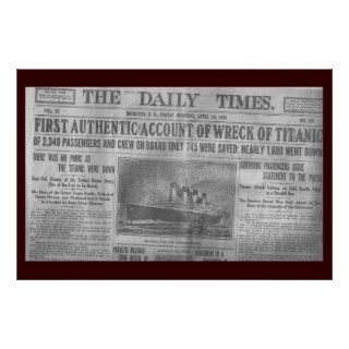 Titanic Newspaper Article Print