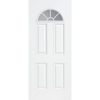 Masonite Premium Fan Lite Primed Steel Entry Door with No Brickmold 31836