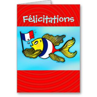 FÉLICITATIONS French Flag Fish funny greeting card
