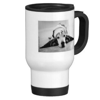 Black & White Basset Hound Travel Mug