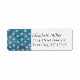 Watercolor Messy Polka Dots   blue and pink Custom Return Address Label