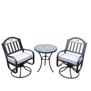 Oakland Living Stone Art Rochester 3 Piece 24 in. Swivel Patio Bistro Set with Cushions 77100 6128 5 CF