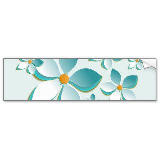 Beautiful Aqua Paper Flowers Monogram or Text Bumper Sticker