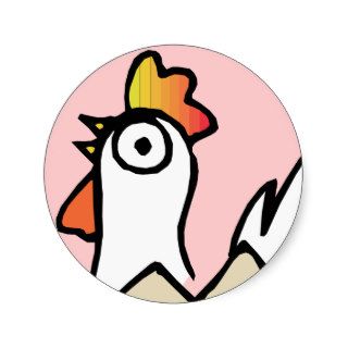 Chicken ~ Rooster Chick Hen Cartoon Animal Round Stickers