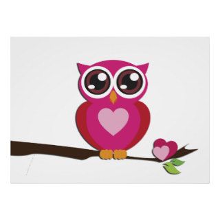 Cute Owl Love Hearts Posters
