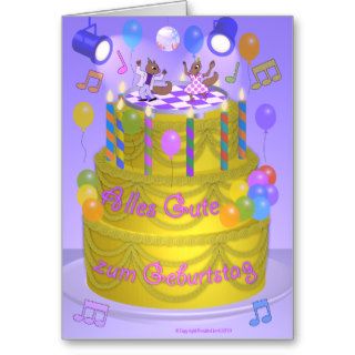 "Happy Birthday" cake (German) Greeting Card