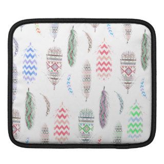 Feathers Pink Tribal Aztec Teal Chevron Pattern Sleeves For iPads