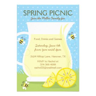 Backyard Lemonade Theme Party Invitations