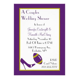 Purple Football Couples Wedding Shower Invitation