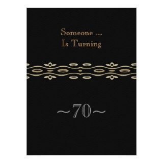 70th Birthday, Black background, Scroll Design Invites