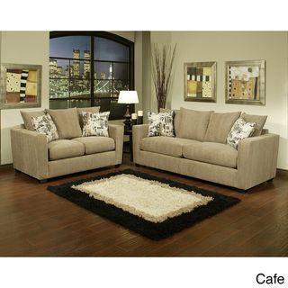 Furniture of America Alexa 2 piece Chenille Fabric Sofa and Loveseat Set Furniture of America Living Room Sets
