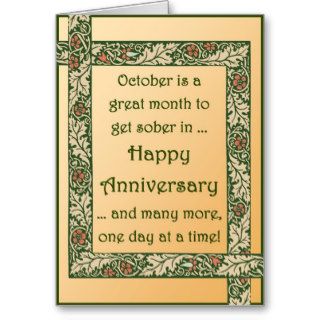 Sober October AA Anniversary Card