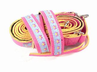Ribbon Pattern and Dark Pink Handmade Ukulele Strap Leather for Soprano , Concert , Tenor Flexible Size Musical Instruments