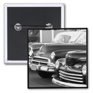 Black and white classic cars button