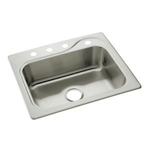 STERLING Southhaven Drop in Stainless Steel 25x22 6 1/2 4 Hole Single Bowl Kitchen Sink 11403 4 NA