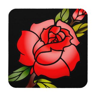 vintage rose tattoo coasters