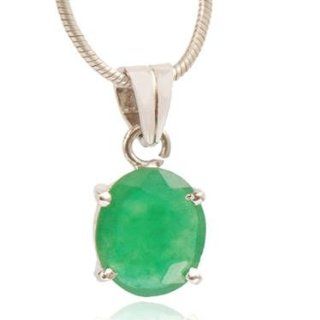 Exquisite Natural Oval Cut Emerald 925 Sterling Silver Pendant Jewelry