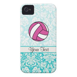Pink Volleyball; Damask Pattern iPhone 4 Case