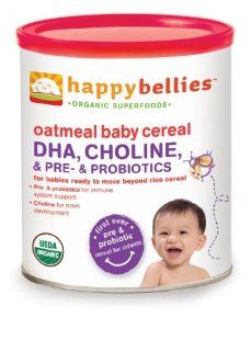Baby / Child Happy Bellies Organic Baby Cereals With DHA + Pre & Probiotics, 7 Oz Can (Pack Of 6)   Oatmeal Infant Baby