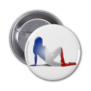 French Girl Silhouette Flag Button