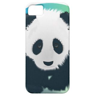 Cartoon panda art on blue and green background iPhone 5 covers