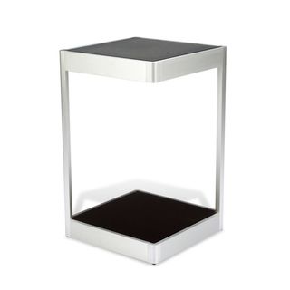 J&K Black Glass 16 inch Square End Table Coffee, Sofa & End Tables