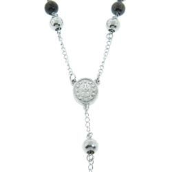 Eternally Haute Tri color Stainless Steel Rosary 8 mm Bead Necklace Eternally Haute Stainless Steel Necklaces