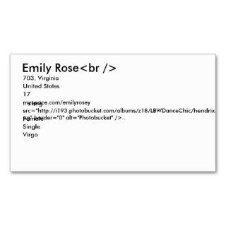 Emily Rose<br />, 703, Virginia, United States,Business Card