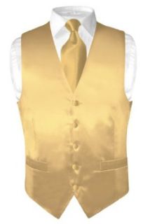 Biagio Men's Solid GOLD Color SILK Dress Vest NeckTie Set size 3XL at  Mens Clothing store Business Suit Vests