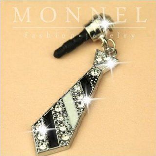 ip261 Luxury Crystal Tie Anti Dust Plug Cover Charm For iPhone Android 3.5mm Cell Phones & Accessories
