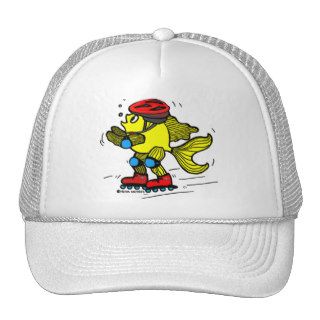 Rollerblade Fish funny Skating cartoon Mesh Hats