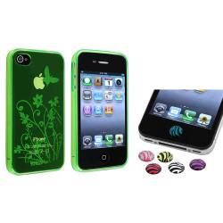 Green TPU Case/ Zebra Home Button Stickers for Apple iPhone 4/ 4S BasAcc Cases & Holders