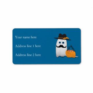 Cute funny Halloween ghost with Cool moustache Address Label