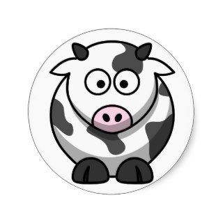 cute cartoon style cow picture round sticker