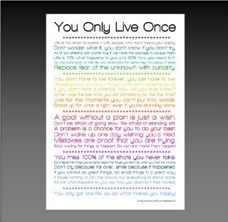 You Only Live Once   YOLO Motivational Quotes & Phrases Poster   Size A3 (420 x 297 mm)   Prints