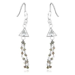 1.10 Cts Beads Light Yellow Rough Diamond Dangle Earrings in Silver Jewelry