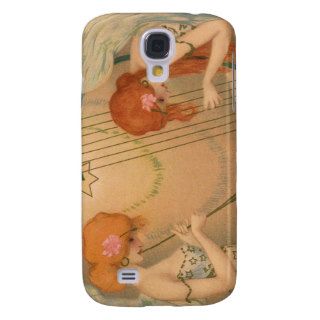 Vintage Music Victorian Angel Musicians Flute Harp Samsung Galaxy S4 Covers