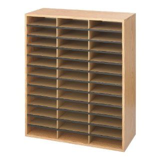 Safco Model Wood/Corrugated Literature Organizer with 36 Compartments, Medium, Oak (943)  Mail Box Shelves 