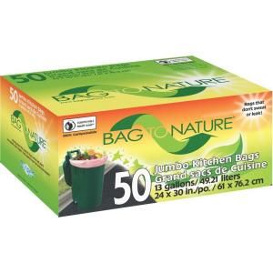 Bag To Nature 13 gal. Jumbo Compostable Kitchen Refuse Bag (50 Pack) BTNJUMBKITVAL