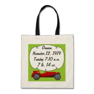 Personalized Classic Car Baby Boy Stats Tote Bags