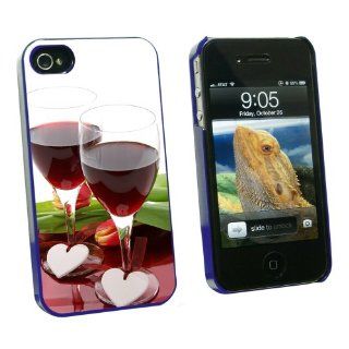 Graphics and More Love Romance Wedding Anniversary Hearts Wine Celebration   Snap On Hard Protective Case for Apple iPhone 4 4S   Blue   Carrying Case   Non Retail Packaging   Blue Cell Phones & Accessories