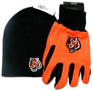 Cincinnati Bengals NFL Licensed Black Knit Beanie and Utility Glove Set Hat Gift  Sports Fan Beanies  Sports & Outdoors