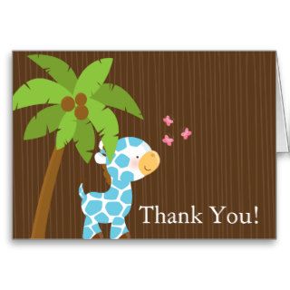 Cute Jungle Giraffe Boy Baby Shower Thank You Cards